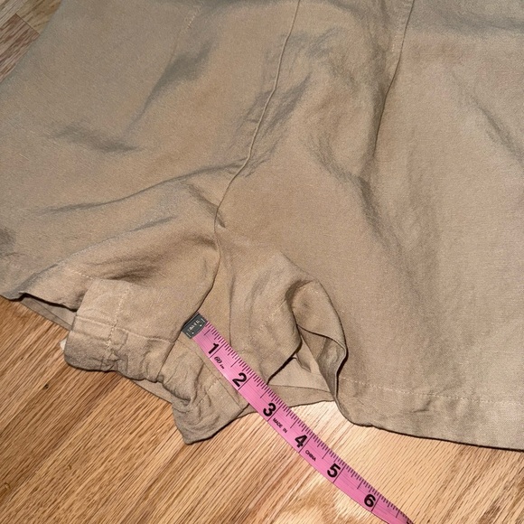 Express Linen-Blend Puff Sleeve Romper Neutral Cream Tan Size XS - Picture 11 of 14